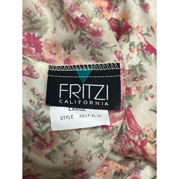 Vintage 80s Fritzi California Size Medium Linen Look Floral A Line Yoke Skirt - Picture 5 of 8